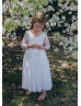 Long Sleeves Lace Tulle Ankle Length Flower Girl Dress